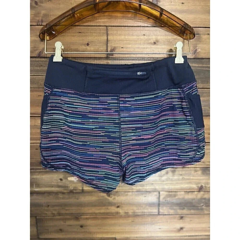 Athleta woman's running shorts size Small Navy blue with multi-color stripes - Picture 3 of 7